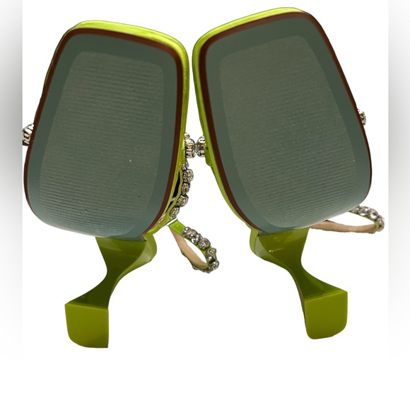 Betsey Johnson SB- Perry’s Bright Citron Rhinestone Sandals Heels - Picture 7 of 11